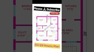 2 Bhk Flat ️ Design|| 25x28 Modern  House  Plan|| #shorts #viral #shortsvideo #viralvideo