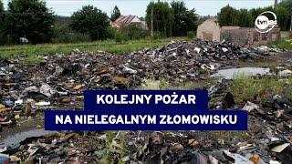 Seria pożarów na nielegalnym złomowisku w Lęborku@TVN24