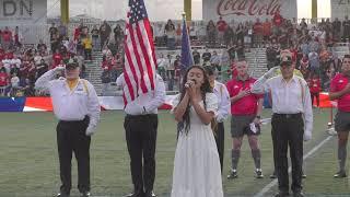 Sierra Lyn singing the National Anthem (Utah Warriors Rugby)