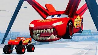 Epic Escape From Monster McQueen Eater, Iphone Eater, Lightning McQueen Eater Giant Bot|BeamNG.Drive