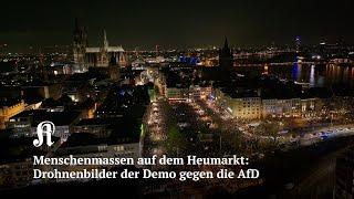 Menschenmassen auf dem Kölner Heumarkt: Drohnenbilder der Demo gegen die AfD