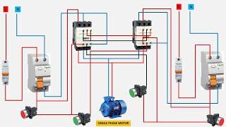 Running a single phase motor in 2 different places | single phase motor control from two places