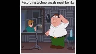 Family Guy Peter Griffin records vocals for a techno track....