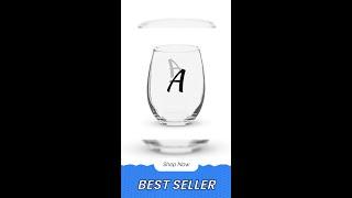 Personalized Letter A Stemless wine glass