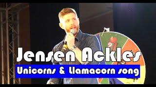 Jensen Ackles at JIB10, fun panel with unicorns and the llamacorn song in the background