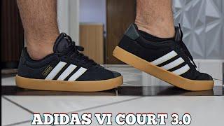 Review Adidas Vl Court 3.0 Leather Sneakers Black | On Feet Demonstration | On Feet | Everyday Sn...