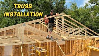 How To Install Roof Trusses (Cabin Project)