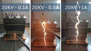 Electrical Arc Comparison - High Voltage 20KV Different Currents (0.1A - 1A)