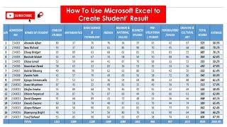 How to use Microsoft Excel to Create  Student results/School report sheet.