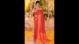 Organic Banarasi Sarees For Intimate And Big Fat Indian Weddings || Latest Design Of  Red Silk Saree