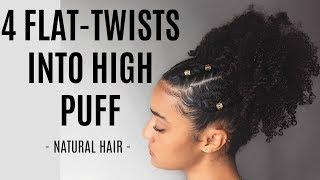 4 FLAT-TWISTS INTO HIGH PUFF! | Natural Hair | AbbieCurls