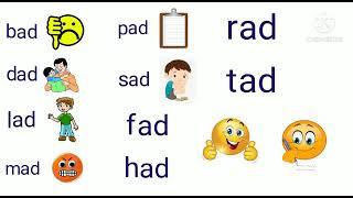 Letter 'a' blending (ad) / CVC Words / Word Family -ad / Phonics for kids/Reading Three Letter Words