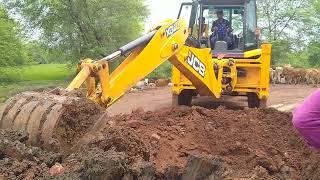 new jcb4dx Pushing Gravel and Leveling Road With JCB Backhoe - JCB Making Village Road - JCB Video