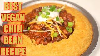 DELICIOUS EASY VEGAN CHILI BEAN RECIPE | CORNBREAD