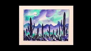 165 - One minute - Beginner 2 x 3 inch watercolor painting dabble sketch - Art by Gramps