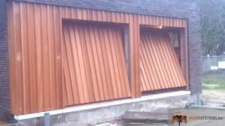 Double invisible Garage door in wood