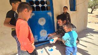 The magic of color and fragrance:Aghaqarboun and his children beautifying the house and baking bread