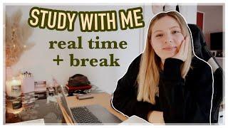 2 HOUR COZY STUDY WITH ME // background noise, 15-min break, library feeling