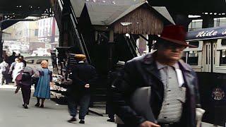 New York City 1950s in color, Third Ave El [60fps, Remastered] w/sound design added