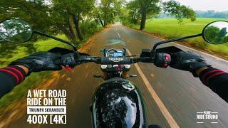 A Wet Road Ride on the Triumph Scrambler | 4K POV | Pure ride sound