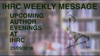 IHRC WEEKLY: UPCOMING AUTHOR EVENING AT IHRC