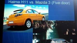 Haima car (China) vs. Mazda car (Japan)