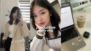 Productive STUDY VLOG️ Midterm season, lots of studying, coding at the library, studying at home