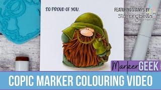 Copic Marker Colouring Stamping Bella Gnome Soldier rubber stamp