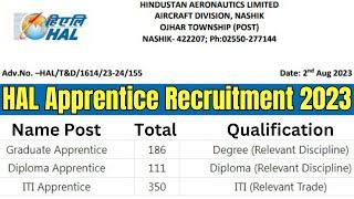 HAL Recruitment 2023 | HAL Apprentice Recruitment 2023 | HAL Notification 2023 | HAL Jobs 2023