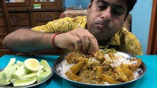 BIGBITES, EATING RICE WITH BIG KATLA FISH CURRY SMALL FISH CURRY