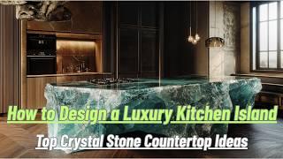 Luxury Kitchen Island Ideas: Crystal Stone Countertop with Dramatic Lighting