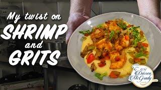 Chili and Garlic Crusted Shrimp with Double Cheese Grits  - The best ever!