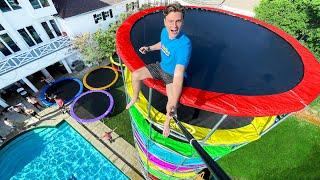 I Built the World's Tallest Trampoline Tower!!