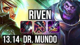 RIVEN vs MUNDO (TOP) | Rank 2 Riven, 12/1/9, 2.5M mastery, Legendary, 600+ games | TR Master | 13.14