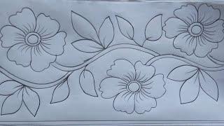 So beautiful hand embroidery floral border line design drawing,Phulkari border line,বর্ডার লাইন