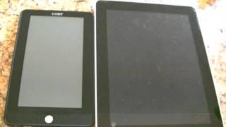 Size Comparison Of Coby Kyros Versus Apple iPad