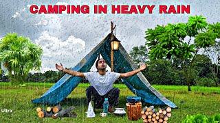 Solo Camping In Heavy Rain & Windstorm | Heavy Rain In Jungle Camp | Camping Video