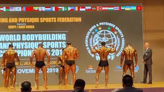 1st Round comparison, 7 compulsory Bodybuilding Poses at Mr World 2019.