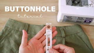 How To Make Buttonhole And Attach Button | Buttonhole Presser Foot Using Tutorial