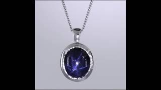 STUNNING Star Sapphire Pendant Necklace,Small Sterling Silver Oval Pendant Necklace