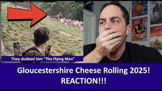 TERRIBLE FALL! American Reacts Gloucestershire Cheese Rolling at Cooper's Hill 2025 REACTION
