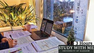 3 HOUR STUDY WITH ME | Background noise, Rain Sounds, 10-min break, No Music