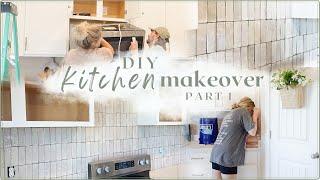 KITCHEN MAKEOVER  installing backsplash & new appliances // BUDGET kitchen renovation pt.1