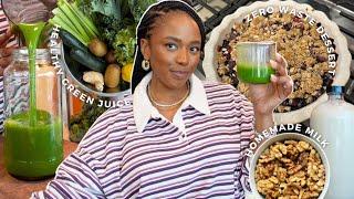 My VIRAL Green Juice & Walnut Milk Recipes + ZERO WASTE dessert idea | HUROM H70 JUICER REVIEW