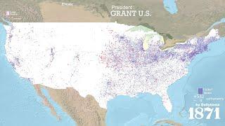 History of USA: Cities and Towns, every year map