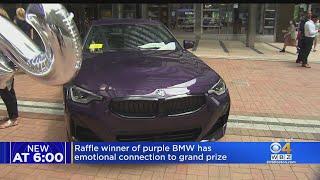 Raffle winner of purple BMW has emotional connection to grand prize