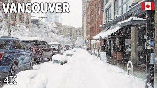  【4K】️️️ EXTREME SNOWSTORM in Downtown Vancouver BC, Canada.