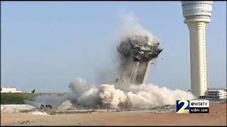 RAW VIDEO: Hartsfield Jackson Airport air traffic control tower implosion