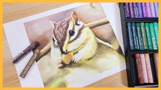 문교 갤러리 오일파스텔 개봉기, 오일파스텔 리뷰, 다람쥐 그리기 / Drawing Squirrels with Oil Pastel