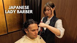 (ASMR) Got My Curly Hair Cut by Charming Lady Barber at Luxury Hair Salon in Tokyo, Japan